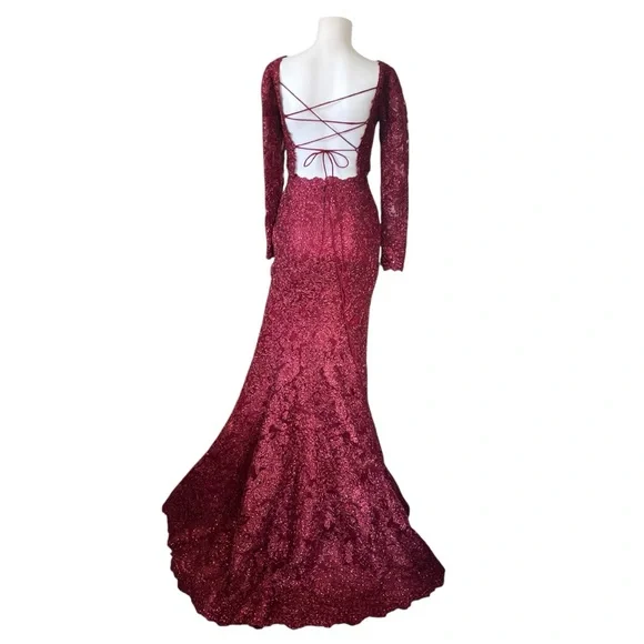 Sherri Hill Burgundy Red Two Piece Prom Skirt Top Embroidered Jewels Size 0